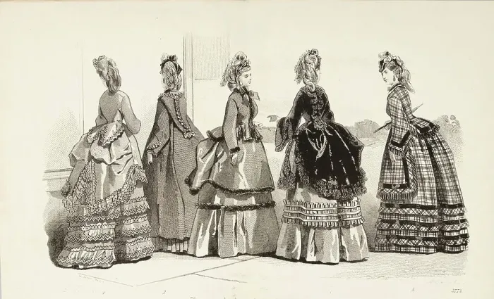 Framed Print : Fashion plate - Journal des Demoiselles, 1868. Creator: Unknown Framed Print : Fashion plate - Journal des Demoiselles, 1868. Creator: Unknown