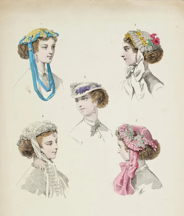 Framed Print : Fashion plate - Journal des Demoiselles, 1868. Creator: Unknown Framed Print : Fashion plate - Journal des Demoiselles, 1868. Creator: Unknown