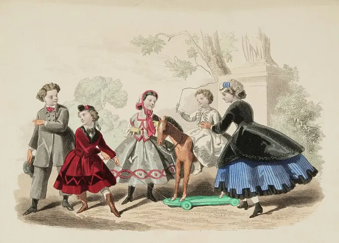 Framed Print : Fashion plate - Journal des Demoiselles, 1865. Creator: Gilquin fils Framed Print : Fashion plate - Journal des Demoiselles, 1865. Creator: Gilquin fils