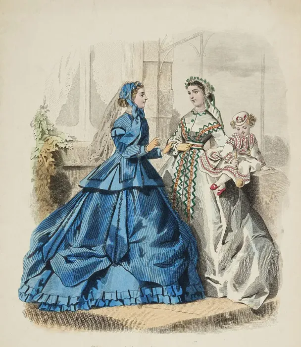 Framed Print : Fashion plate - Journal des Demoiselles, 1865. Creator: Gilquin fils Framed Print : Fashion plate - Journal des Demoiselles, 1865. Creator: Gilquin fils