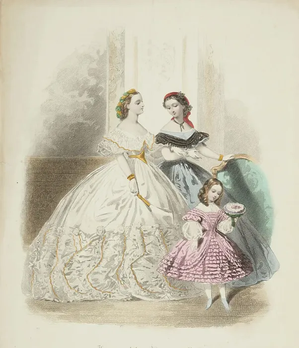 Framed Print : Fashion plate - Journal des Demoiselles II, 1861. Creator: Gilquin & Dupain Framed Print : Fashion plate - Journal des Demoiselles II, 1861. Creator: Gilquin & Dupain