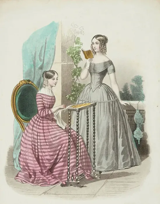 Framed Print : Fashion plate - Journal des Demoiselles III, 1846. Creator: Damours Framed Print : Fashion plate - Journal des Demoiselles III, 1846. Creator: Damours