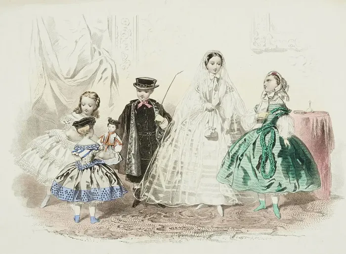 Framed Print : Fashion plate - Journal des Demoiselles IV, 1859. Creator: Gilquin & Dupain Framed Print : Fashion plate - Journal des Demoiselles IV, 1859. Creator: Gilquin & Dupain