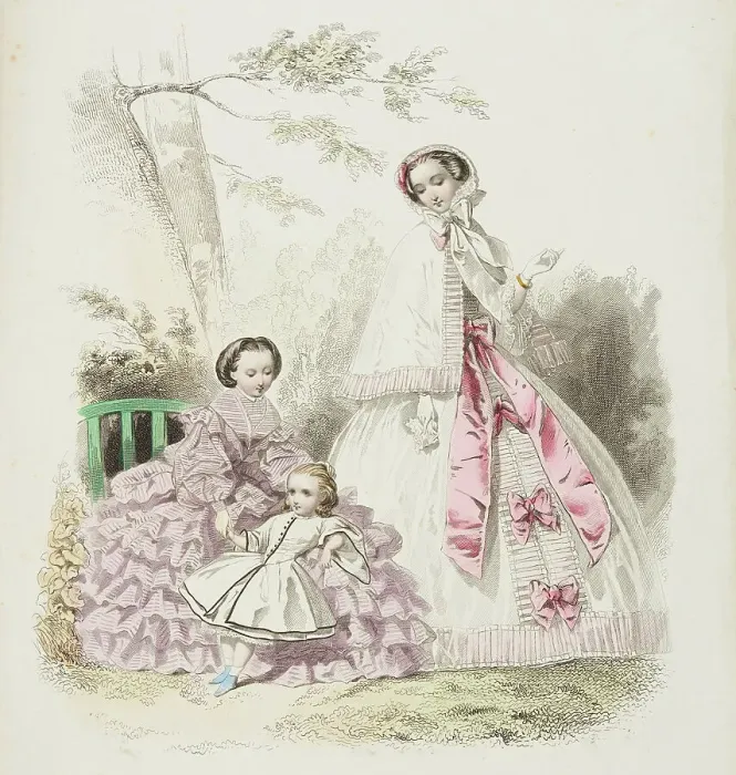 Framed Print : Fashion plate - Journal des Demoiselles IX, 1859. Creator: Gilquin & Dupain Framed Print : Fashion plate - Journal des Demoiselles IX, 1859. Creator: Gilquin & Dupain