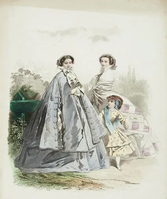 Framed Print : Fashion plate - Journal des Demoiselles VI, 1859. Creator: Gilquin & Dupain Framed Print : Fashion plate - Journal des Demoiselles VI, 1859. Creator: Gilquin & Dupain