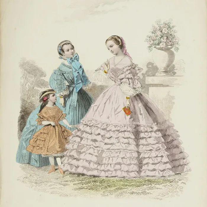 Framed Print : Fashion plate - Journal des Demoiselles VIII, 1860. Creator: Gilquin & Dupain Framed Print : Fashion plate - Journal des Demoiselles VIII, 1860. Creator: Gilquin & Dupain