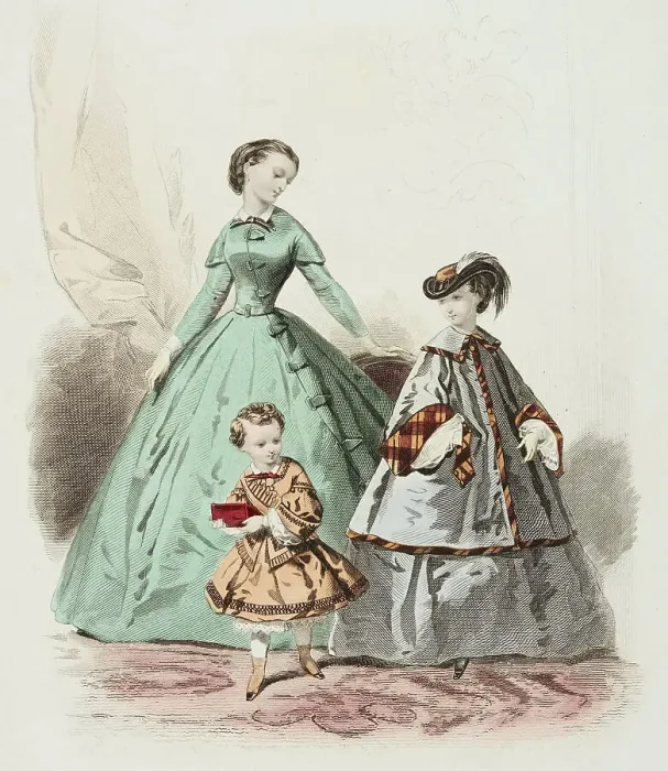 Framed Print : Fashion plate - Journal des Demoiselles XI, 1859. Creator: Gilquin & Dupain Framed Print : Fashion plate - Journal des Demoiselles XI, 1859. Creator: Gilquin & Dupain