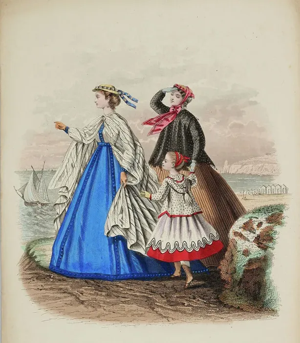 Framed Print : Fashion plate - Journal des Demoiselles XI, 1866. Creator: Gilquin fils Framed Print : Fashion plate - Journal des Demoiselles XI, 1866. Creator: Gilquin fils