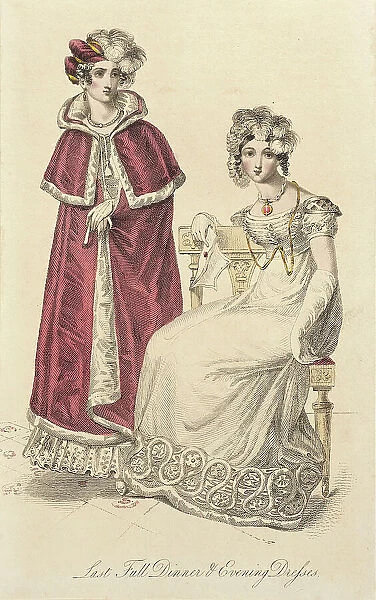 Fashion Plate (Last Full Dinner and Evening Dresses), 1822. Creator: Unknown