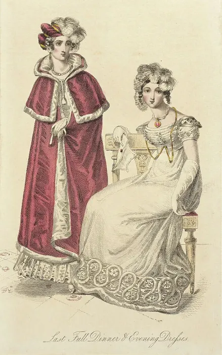Framed Print : Fashion Plate (Last Full Dinner and Evening Dresses), 1822. Creator: Unknown Framed Print : Fashion Plate (Last Full Dinner and Evening Dresses), 1822. Creator: Unknown