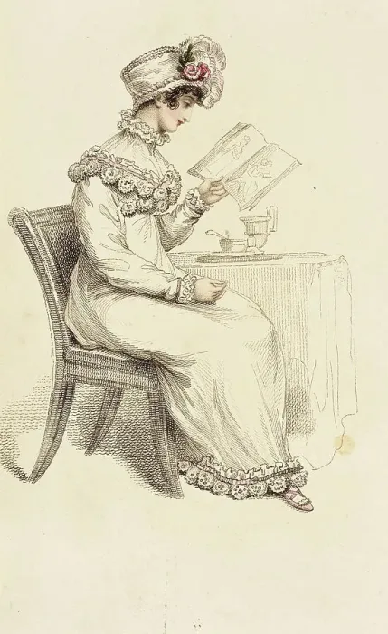 Framed Print : Fashion Plate (Morning Dress), 1815. Creator: John Bell Framed Print : Fashion Plate (Morning Dress), 1815. Creator: John Bell