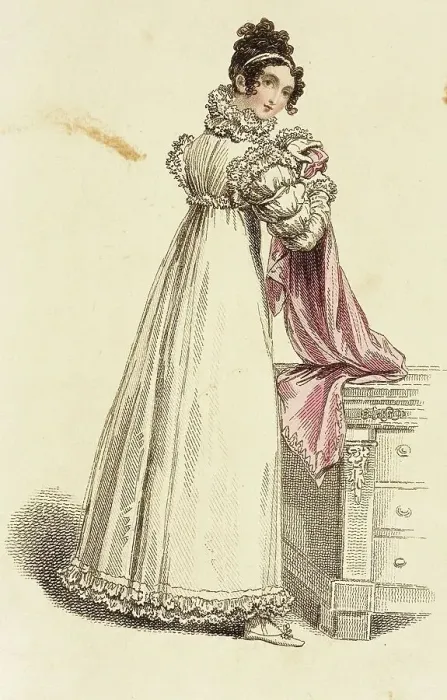 Framed Print : Fashion Plate (Morning Dress), 1815. Creator: John Bell Framed Print : Fashion Plate (Morning Dress), 1815. Creator: John Bell
