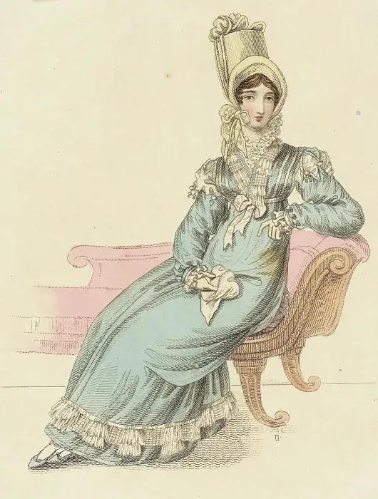 Framed Print : Fashion Plate (Morning Dress), 1817. Creator: John Bell Framed Print : Fashion Plate (Morning Dress), 1817. Creator: John Bell