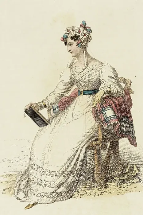 Framed Print : Fashion Plate (Morning Dress), 1825. Creator: Rudolph Ackermann Framed Print : Fashion Plate (Morning Dress), 1825. Creator: Rudolph Ackermann