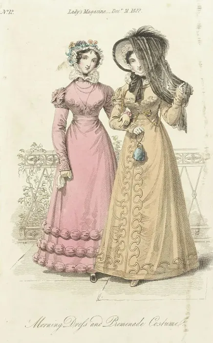 Framed Print : Fashion Plate (Morning Dress and Promenade Costume), 1822. Creator: John Bell Framed Print : Fashion Plate (Morning Dress and Promenade Costume), 1822. Creator: John Bell