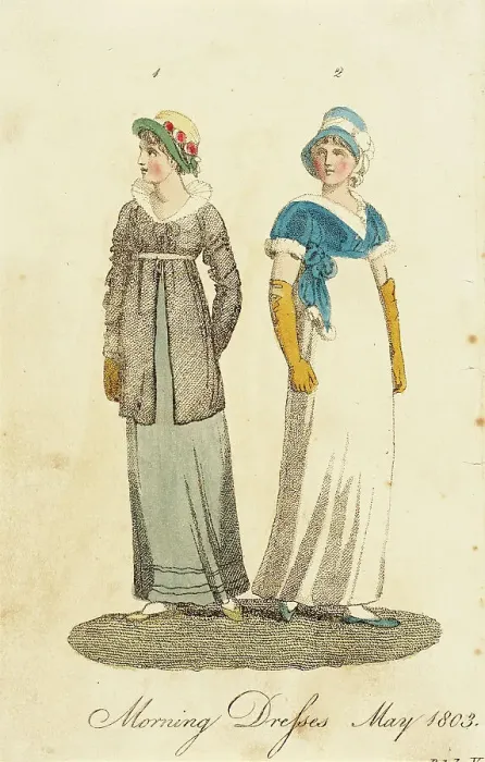 Framed Print : Fashion Plate (Morning Dresses May 1803), 1803. Creator: Unknown Framed Print : Fashion Plate (Morning Dresses May 1803), 1803. Creator: Unknown