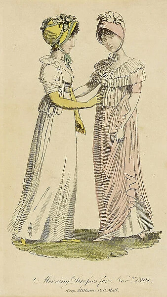 Fashion Plate (Morning Dresses for Novr. 1801), 1801. Creator: Unknown