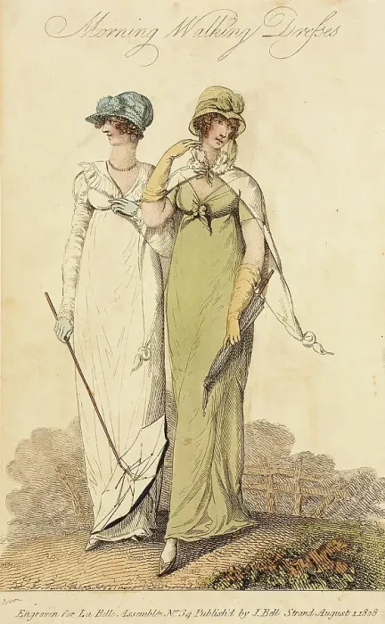 Framed Print : Fashion Plate (Morning Walking Dresses), 1808. Creator: John Bell Framed Print : Fashion Plate (Morning Walking Dresses), 1808. Creator: John Bell
