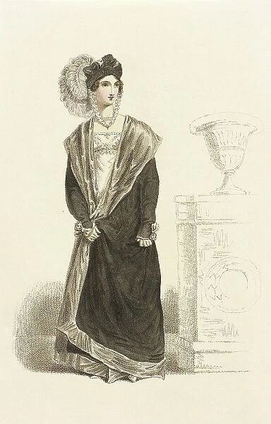 Fashion Plate (Mrs. Bell's Mantelet à la Capucine), 02-01-1820. Creator: John Bell