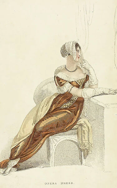 Fashion Plate (Opera Dress), 1809. Creator: Rudolph Ackermann