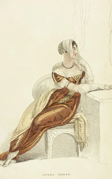 Framed Print : Fashion Plate (Opera Dress), 1809. Creator: Rudolph Ackermann Framed Print : Fashion Plate (Opera Dress), 1809. Creator: Rudolph Ackermann