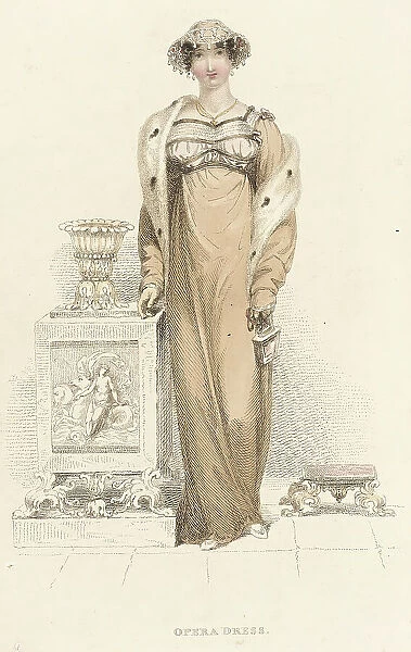 Fashion Plate (Opera Dress), 1813. Creator: Rudolph Ackermann