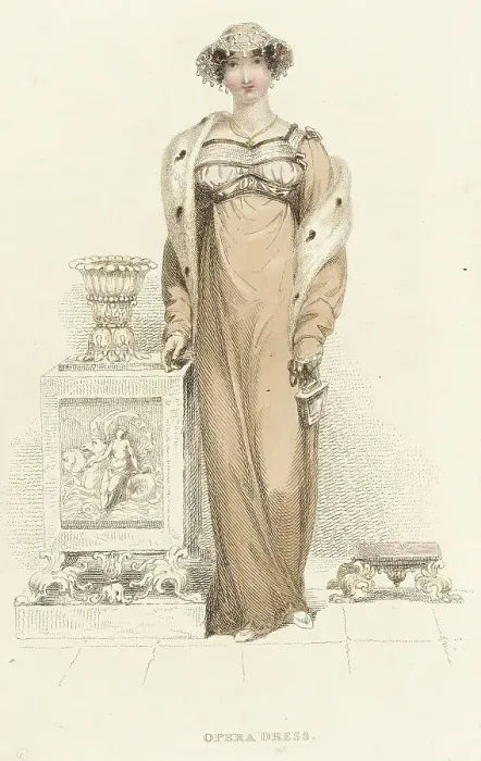 Framed Print : Fashion Plate (Opera Dress), 1813. Creator: Rudolph Ackermann Framed Print : Fashion Plate (Opera Dress), 1813. Creator: Rudolph Ackermann