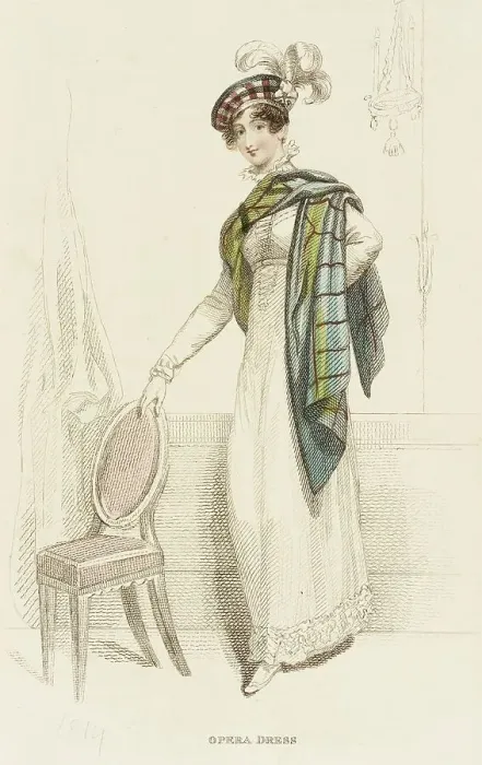 Framed Print : Fashion Plate (Opera Dress), 1814. Creator: Unknown Framed Print : Fashion Plate (Opera Dress), 1814. Creator: Unknown