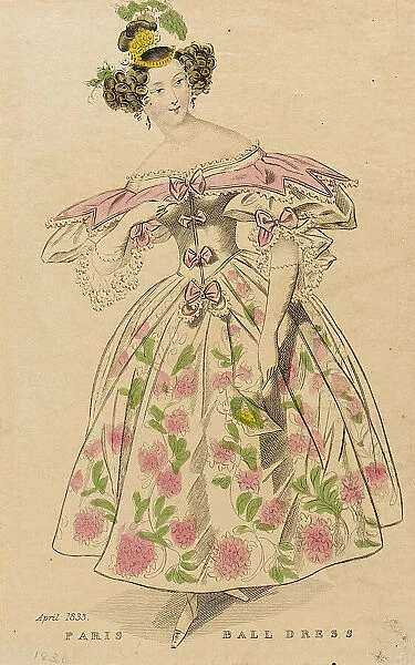 Fashion Plate (Paris Ball Dress), 1833. Creator: Unknown
