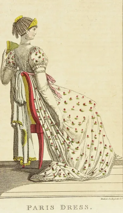 Framed Print : Fashion Plate (Paris Dress), between circa 1800 and circa 1805. Creator: Unknown Framed Print : Fashion Plate (Paris Dress), between circa 1800 and circa 1805. Creator: Unknown