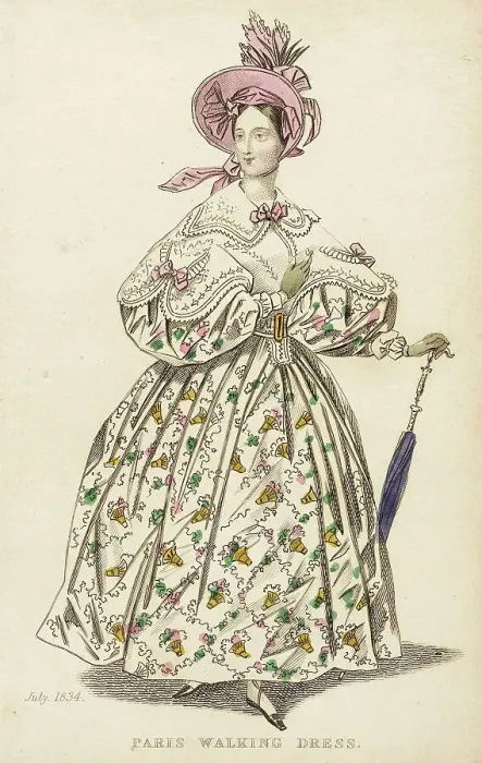 Framed Print : Fashion Plate (Paris Walking Dress), 1834. Creator: Unknown Framed Print : Fashion Plate (Paris Walking Dress), 1834. Creator: Unknown