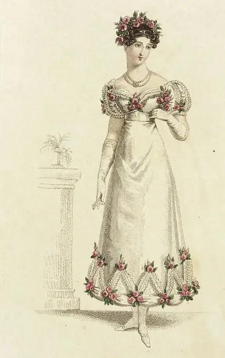 Framed Print : Fashion Plate (Parisian Ball Dress), 1820. Creator: John Bell Framed Print : Fashion Plate (Parisian Ball Dress), 1820. Creator: John Bell