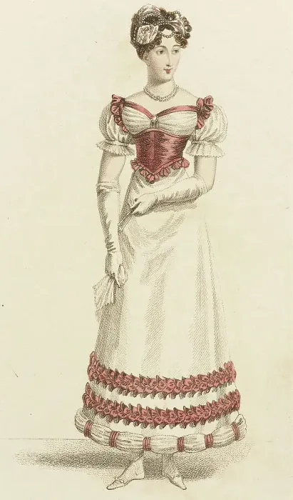 Framed Print : Fashion Plate (Parisian Ball Dress), 1821. Creator: John Bell Framed Print : Fashion Plate (Parisian Ball Dress), 1821. Creator: John Bell