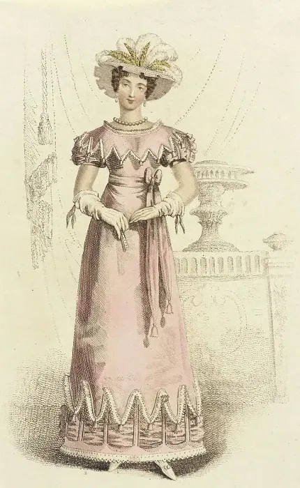 Framed Print : Fashion Plate (Parisian Evening Dress), 1821. Creator: John Bell Framed Print : Fashion Plate (Parisian Evening Dress), 1821. Creator: John Bell