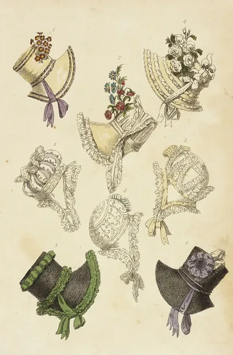 Framed Print : Fashion Plate (Parisian Head Dresses), 1817. Creator: Rudolph Ackermann Framed Print : Fashion Plate (Parisian Head Dresses), 1817. Creator: Rudolph Ackermann