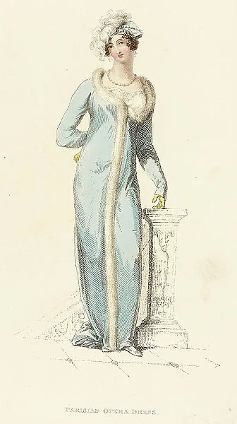 Fashion Plate (Parisian Opera Dress), 1812. Creator: Rudolph Ackermann