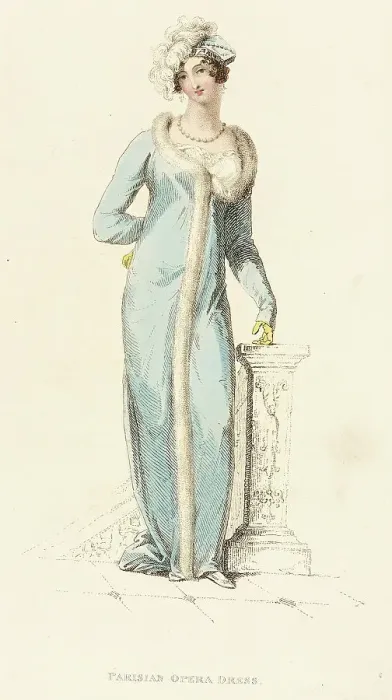 Framed Print : Fashion Plate (Parisian Opera Dress), 1812. Creator: Rudolph Ackermann Framed Print : Fashion Plate (Parisian Opera Dress), 1812. Creator: Rudolph Ackermann