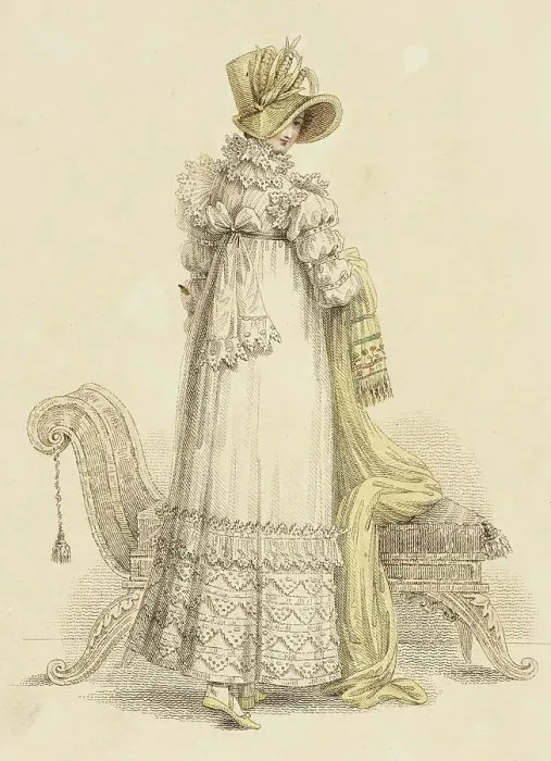 Framed Print : Fashion Plate (Parisian Walking Dress), 1816. Creator: John Bell Framed Print : Fashion Plate (Parisian Walking Dress), 1816. Creator: John Bell