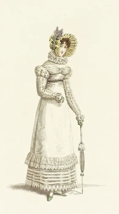 Framed Print : Fashion Plate (Parisian Walking Dress), 1819. Creator: John Bell Framed Print : Fashion Plate (Parisian Walking Dress), 1819. Creator: John Bell