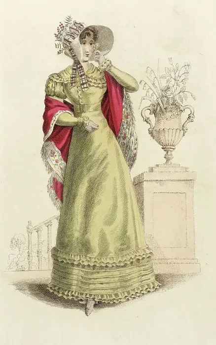 Framed Print : Fashion Plate (Parisian Walking Dress), 1821. Creator: John Bell Framed Print : Fashion Plate (Parisian Walking Dress), 1821. Creator: John Bell