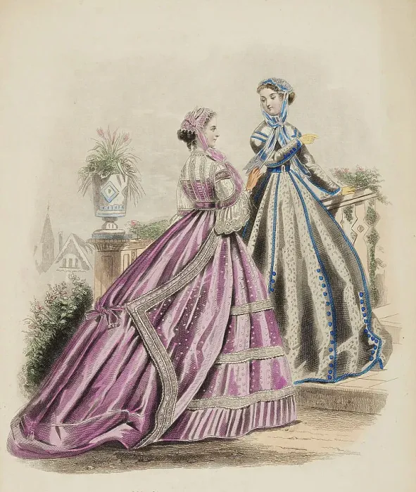 Framed Print : Fashion plate - Petit Courrier des Dames Modes des Paris, 1860. Creator: Gilquin fils Framed Print : Fashion plate - Petit Courrier des Dames Modes des Paris, 1860. Creator: Gilquin fils