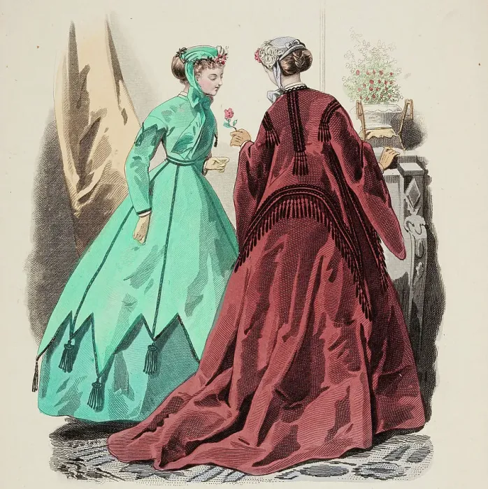 Framed Print : Fashion Plate - Petit Courrier des Dames Modes de Paris, 1866-67. Creator: Gilquin fils Framed Print : Fashion Plate - Petit Courrier des Dames Modes de Paris, 1866-67. Creator: Gilquin fils