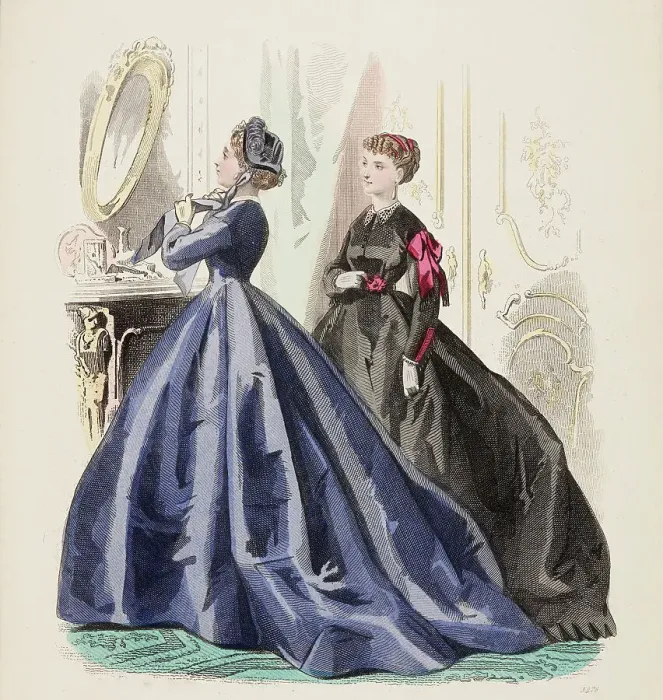 Framed Print : Fashion Plate - Petit Courrier des Dames Modes de Paris, 1860-69. Creator: Gilquin fils Framed Print : Fashion Plate - Petit Courrier des Dames Modes de Paris, 1860-69. Creator: Gilquin fils