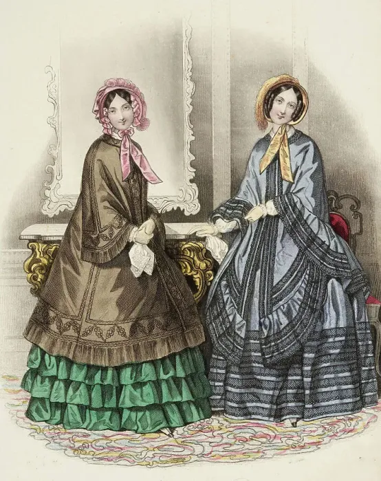 Framed Print : Fashion Plate - Petit Courrier des Dames Modes de Paris, 1847. Creator: Barreau Framed Print : Fashion Plate - Petit Courrier des Dames Modes de Paris, 1847. Creator: Barreau