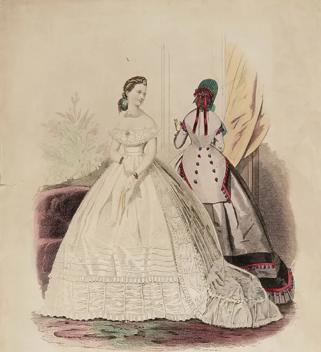 Framed Print : Fashion Plate - Petit Courrier des Dames Modes de Paris, 1850. Creator: Gilquin fils Framed Print : Fashion Plate - Petit Courrier des Dames Modes de Paris, 1850. Creator: Gilquin fils