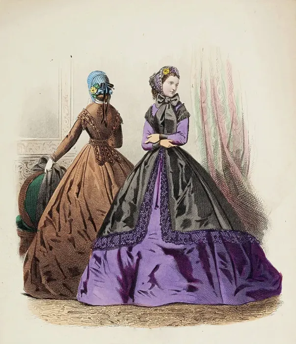 Framed Print : Fashion Plate - Petit Courrier des Dames Modes de Paris, 1858. Creator: Gilquin fils Framed Print : Fashion Plate - Petit Courrier des Dames Modes de Paris, 1858. Creator: Gilquin fils