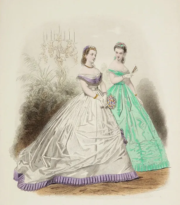 Framed Print : Fashion Plate - Petit Courrier des Dames Modes de Paris, 1860. Creator: Gilquin fils Framed Print : Fashion Plate - Petit Courrier des Dames Modes de Paris, 1860. Creator: Gilquin fils
