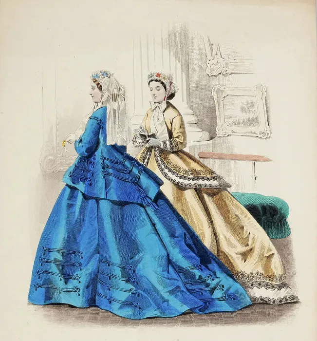 Framed Print : Fashion Plate - Petit Courrier des Dames Modes de Paris, 1866. Creator: Gilquin fils Framed Print : Fashion Plate - Petit Courrier des Dames Modes de Paris, 1866. Creator: Gilquin fils
