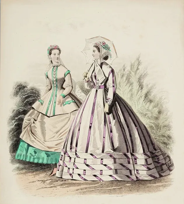 Framed Print : Fashion Plate - Petit Courrier des Dames Modes de Paris, 1866. Creator: Gilquin fils Framed Print : Fashion Plate - Petit Courrier des Dames Modes de Paris, 1866. Creator: Gilquin fils