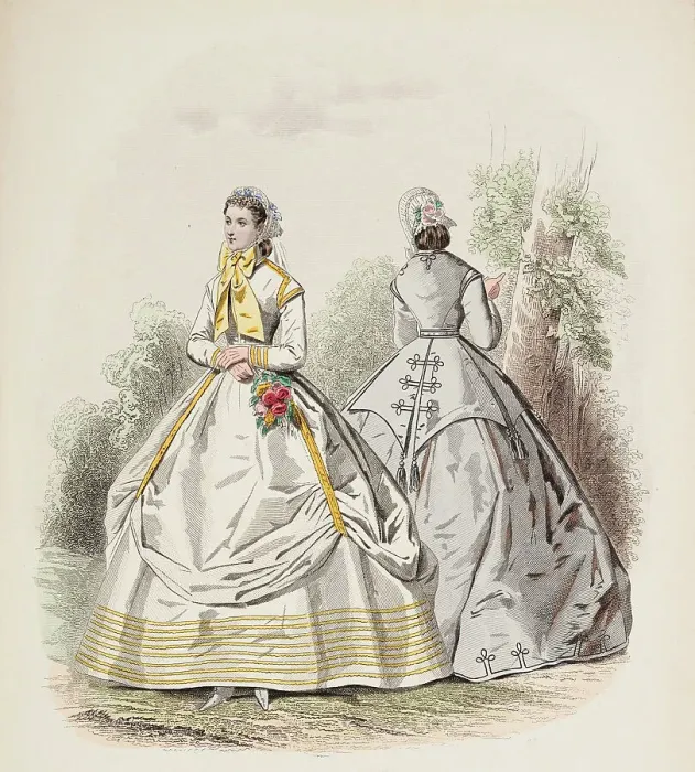 Framed Print : Fashion Plate - Petit Courrier des Dames Modes de Paris, 1866. Creator: Gilquin fils Framed Print : Fashion Plate - Petit Courrier des Dames Modes de Paris, 1866. Creator: Gilquin fils